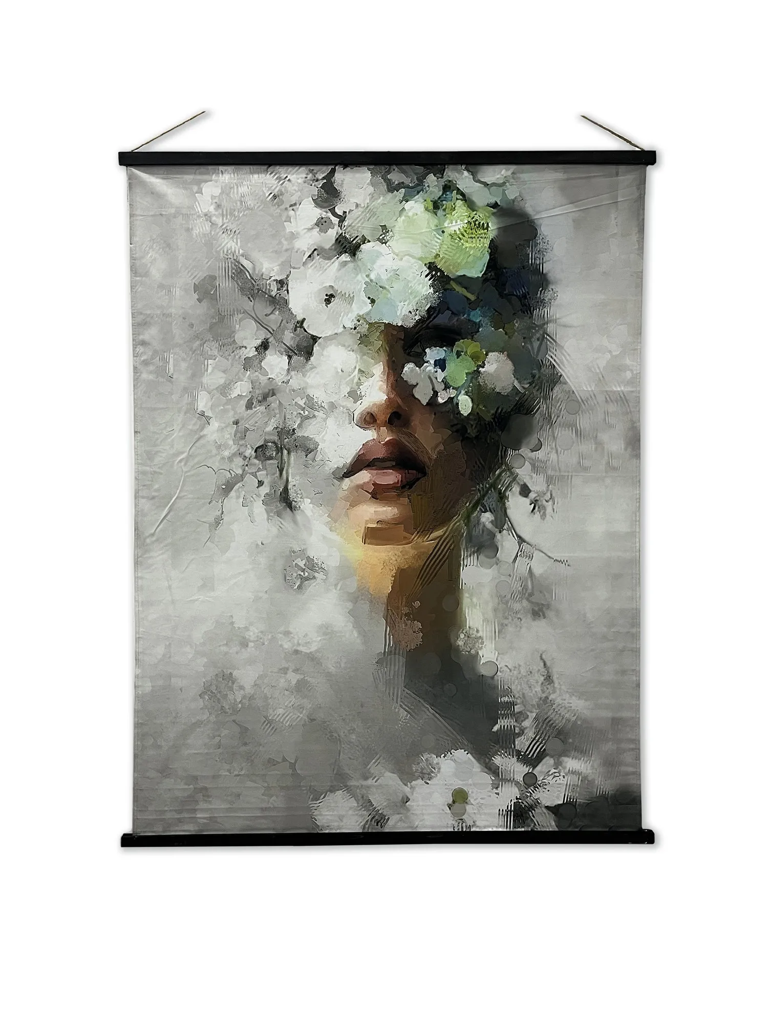 Rollbild 'Flower Lady', grau/multicolor, B 115 cm, T 1,8 cm, H 148 cm