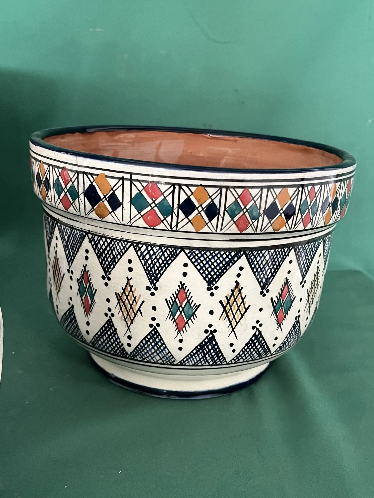 Keramik-Pflanztopf, weiß, multicolor, Ø 25 cm, H 20 cm