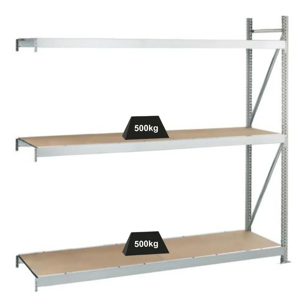 Schulte Weitspannregal mit Spanplatten WS 3000 | Anbauregal | HxBxT 200x250x50cm | 3 Ebenen | Fachlast 500kg | Verzinkt