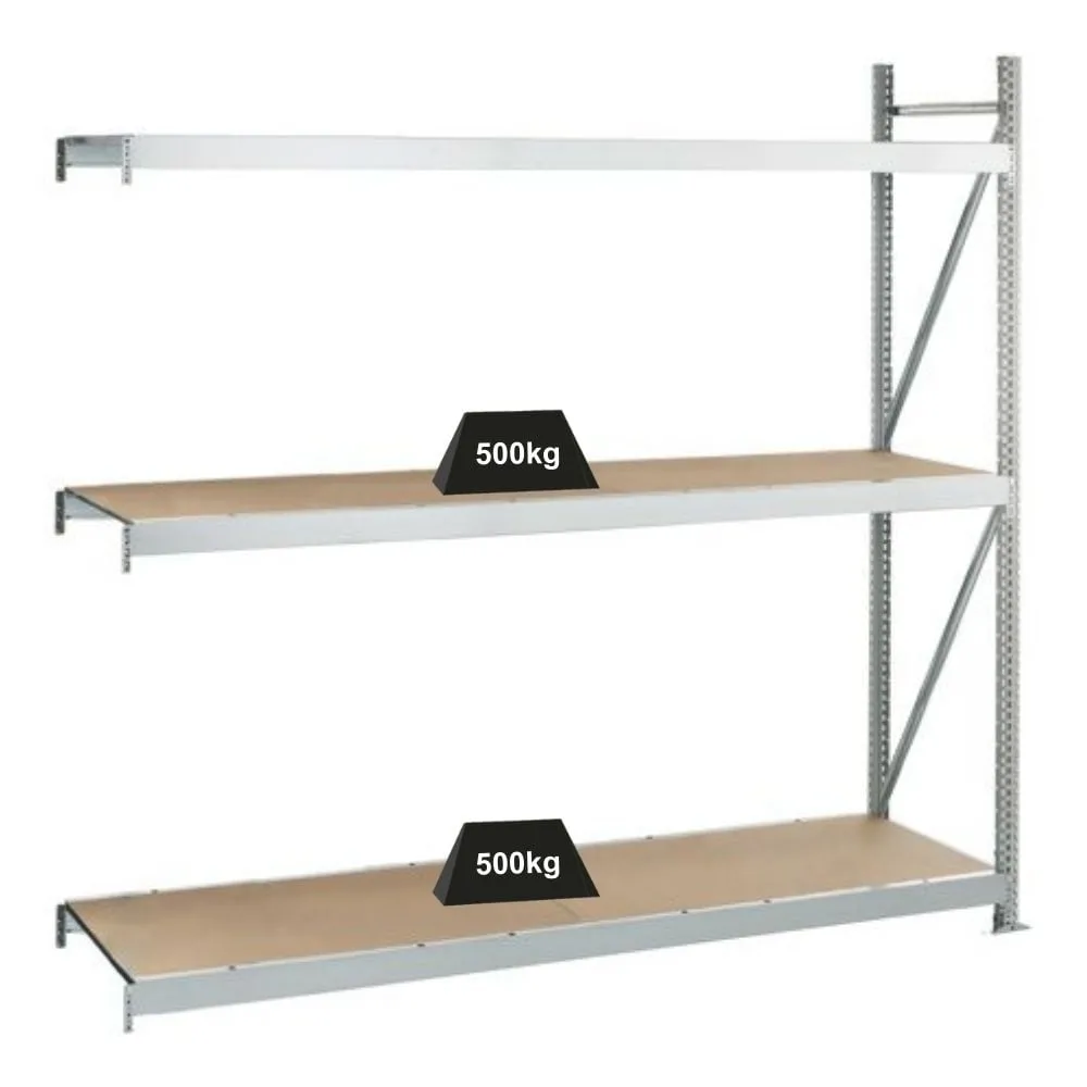 Schulte Weitspannregal mit Spanplatten WS 3000 | Anbauregal | HxBxT 200x250x80cm | 3 Ebenen | Fachlast 500kg | Verzinkt