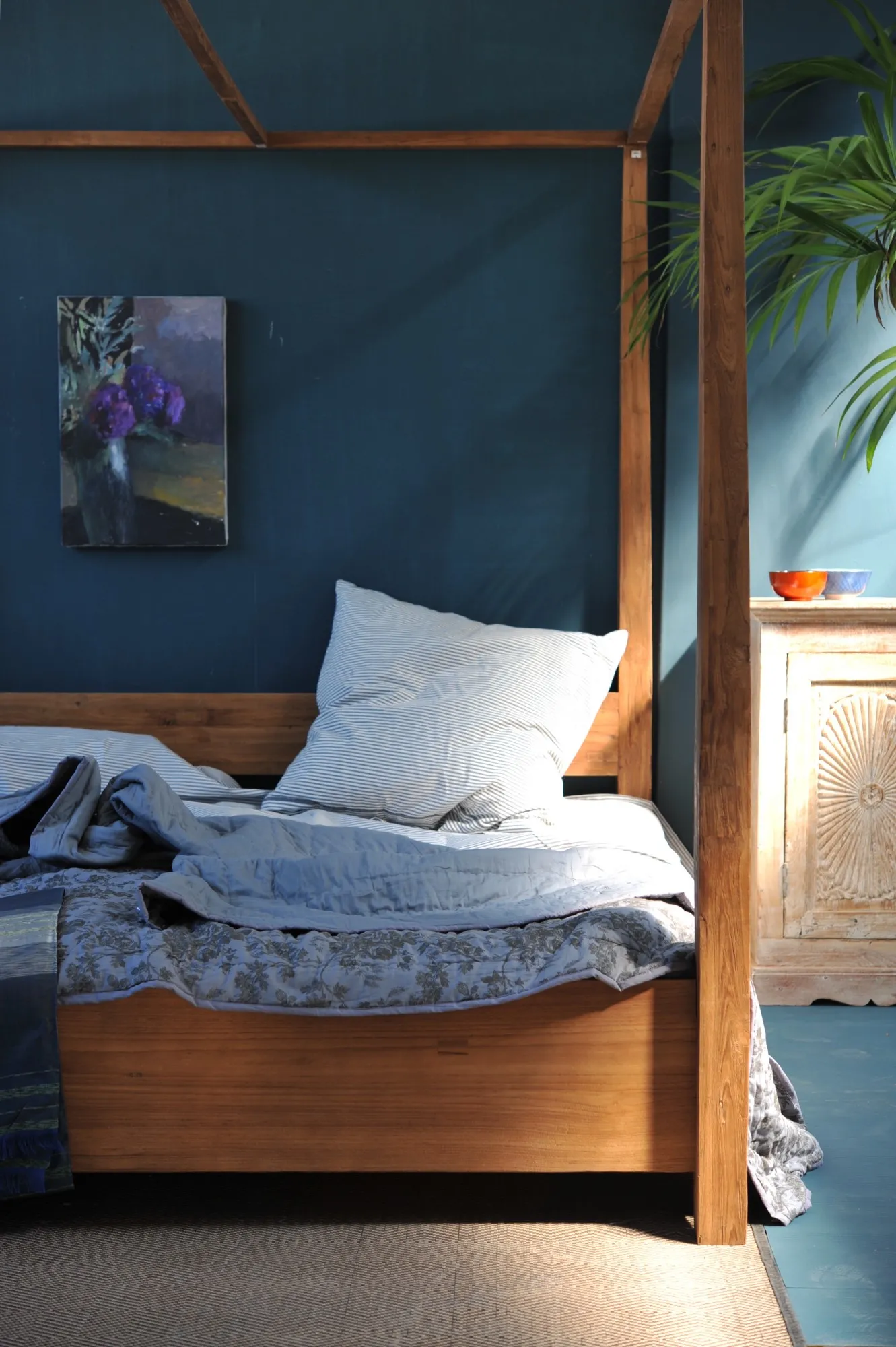 Himmelbett 'Surakarta' aus recyceltem Teak, B 200 cm, H 200 cm, T 200 cm