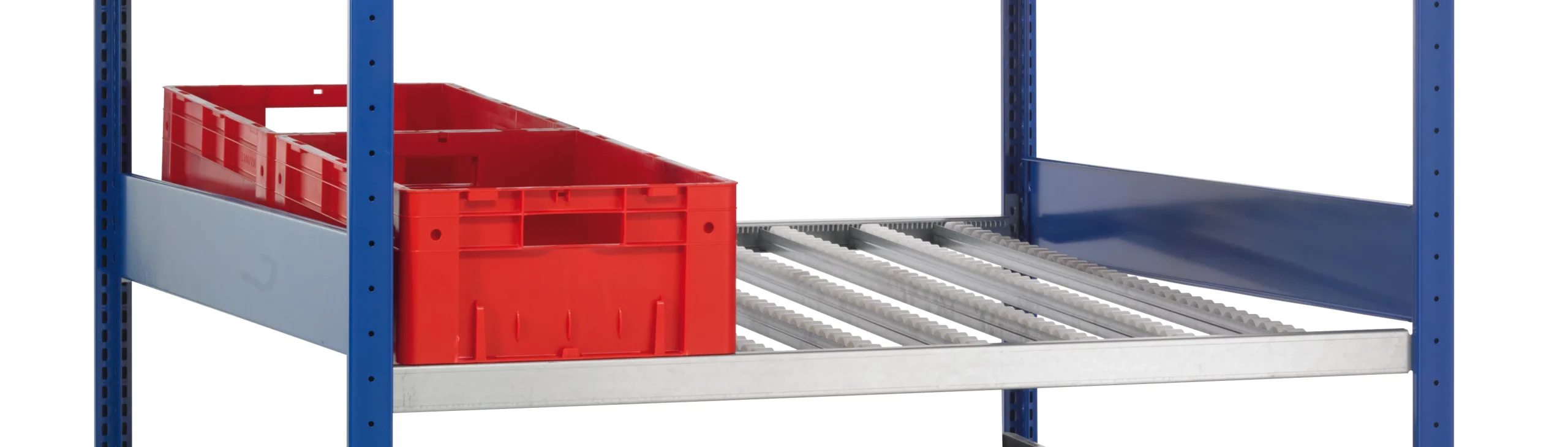 Zusatzebene für Schulte Bereitstellregal | BxT 130x130cm | mit Röllchenleisten für Behälter | Verzinkt