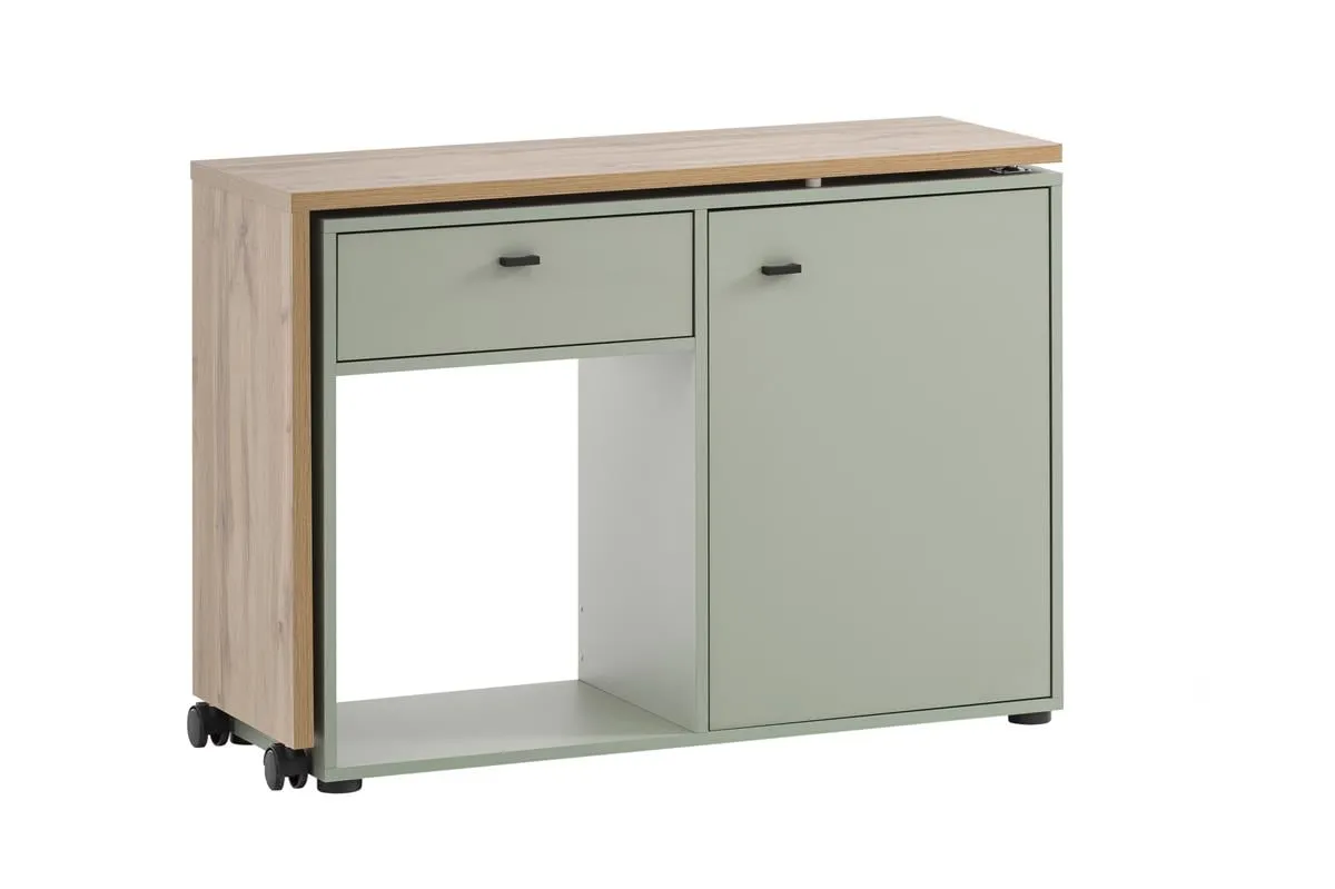 Möbelpartner Schreibtisch mit drehbarer Arbeitsplatte Monkey | HxBxT 75x105x39cm | 1 Schublade & 1 Aktenschrank mit 2 Fächern | Eiche/Pistazie