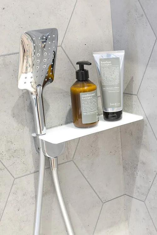 HSK Wandanschlussbogen mit Echtglasablage in chrom