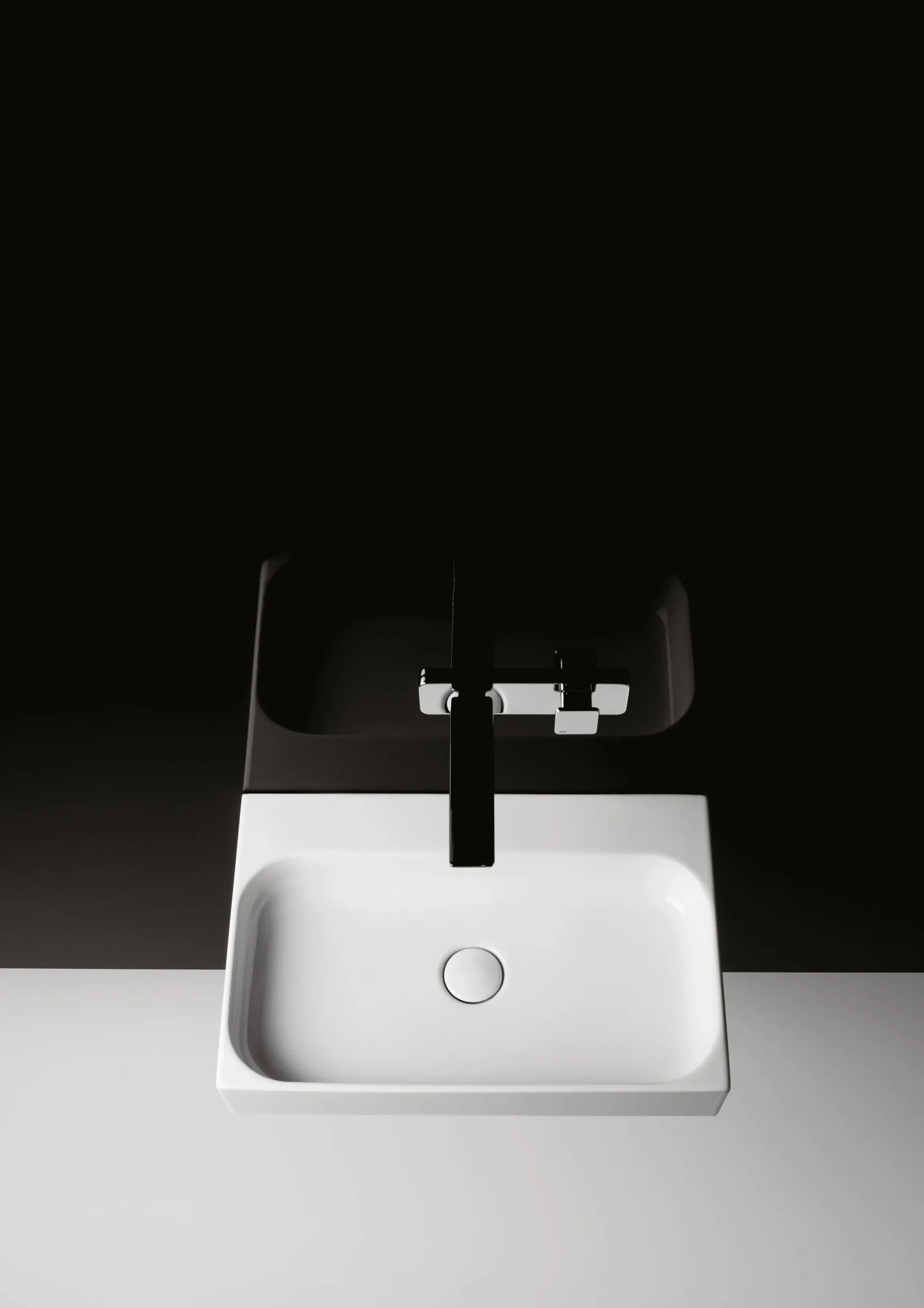 repaBAD Aufsatzwaschtisch „Livorno“ 600 × 400 × 100 mm, mit Hahnlochbohrung in Weiß