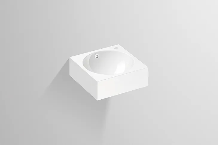 Waschbecken „MC-Serie“ 450 × 160 mm, mittig, Hahnlochposition rechts mit ProShield