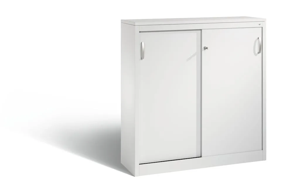 C+P Schiebetürenschrank Acurado-2000, 3 Ordnerhöhen | HxBxT 120x120x40cm | Lichtgrau/DBS Hellgrau