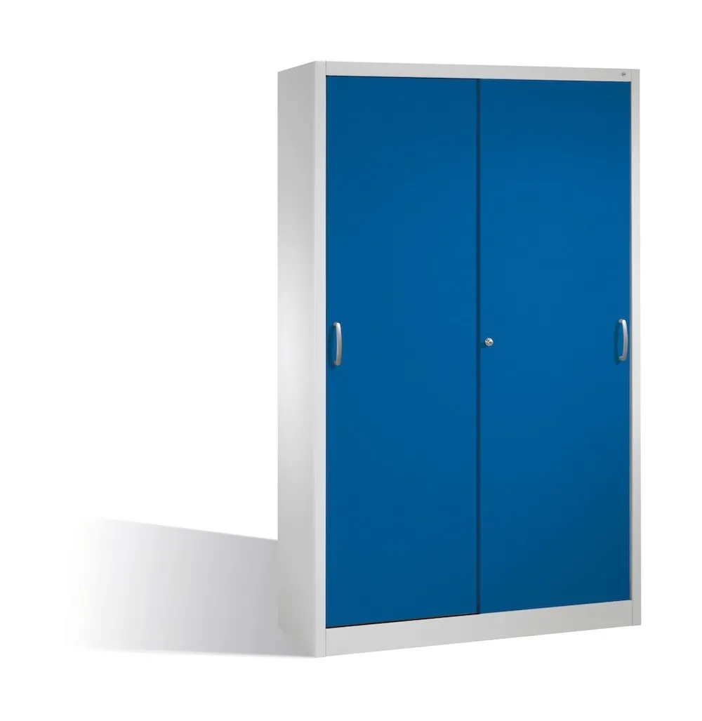 C+P Schiebetürenschrank Acurado-2000 | HxBxT 195x120x40cm | Lichtgrau/Enzianblau