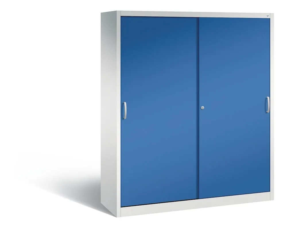 C+P Schiebetürenschrank Acurado-2000 | HxBxT 195x160x50cm | Lichtgrau/Enzianblau