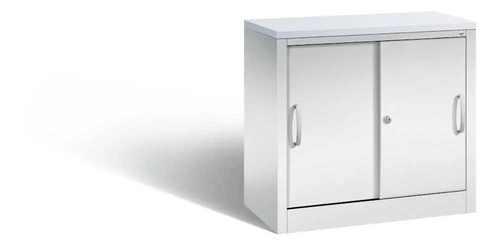 C+P Schiebetürenschrank Acurado-2000, 2 Ordnerhöhen | HxBxT 72x80x40cm | Lichtgrau/DBS Hellgrau