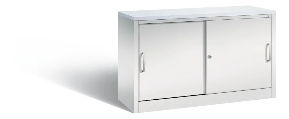 C+P Schiebetürenschrank Acurado-2000, 2 Ordnerhöhen | HxBxT 72x120x40cm | Lichtgrau/DBS Hellgrau