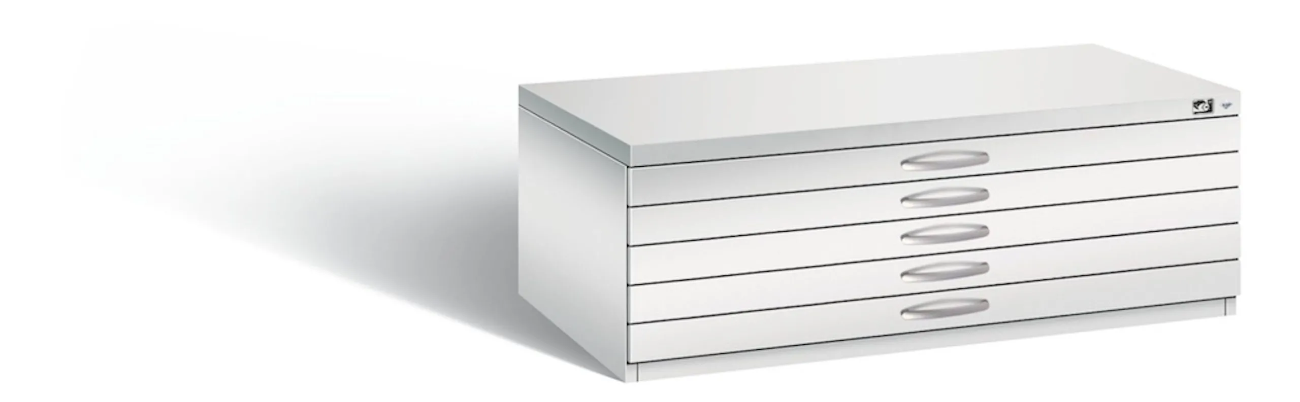 C+P Schubladenschrank Serie 7100_7200 | HxBxT 42x110x76,5cm | Lichtgrau