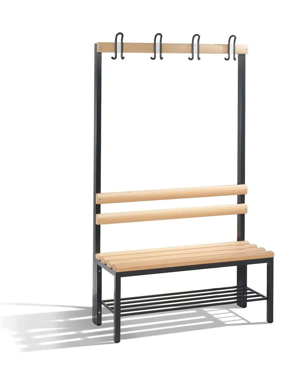 C+P Garderobenbank 1-seitig mit Ablagefach | HxBxT 165x100x40cm | Schwarzgrau