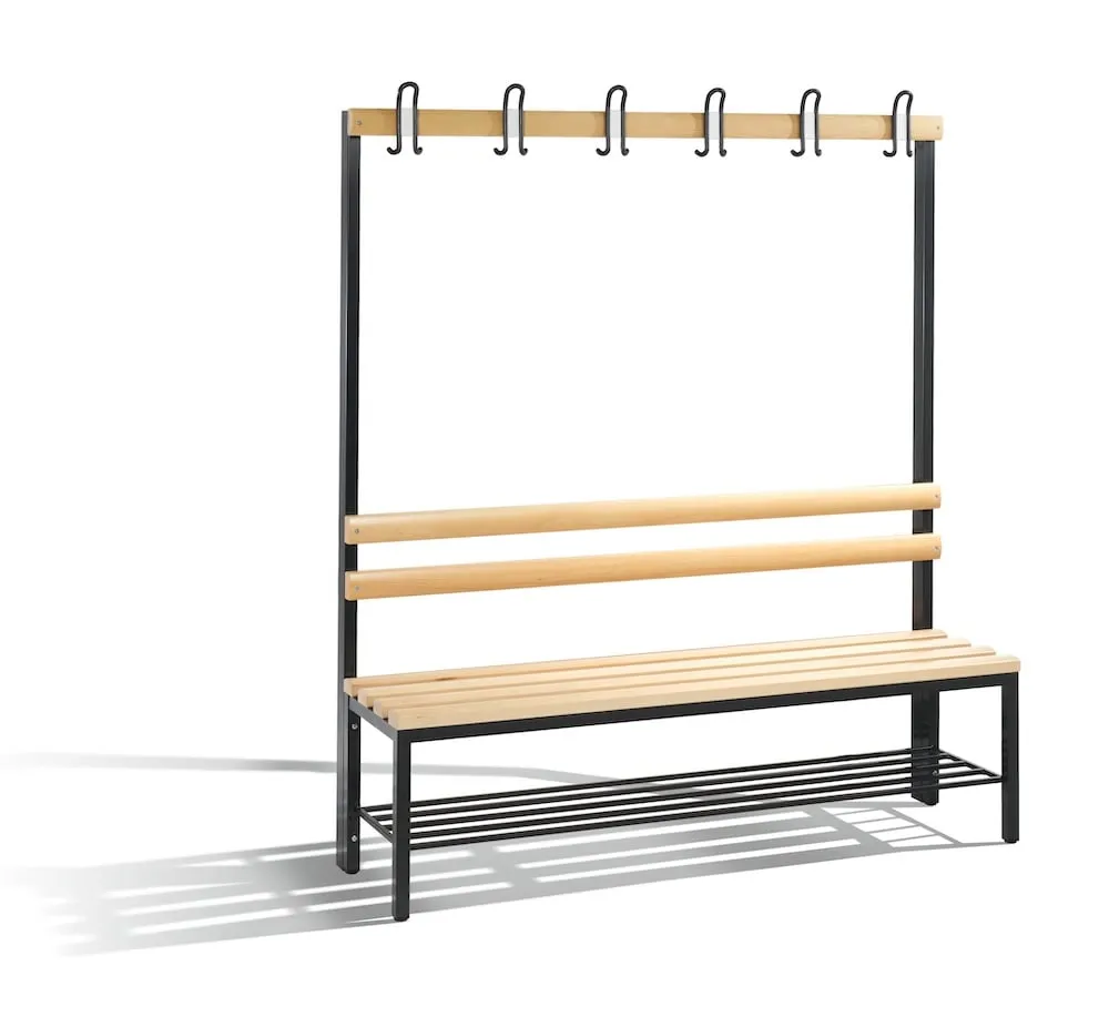 C+P Garderobenbank 1-seitig mit Ablagefach | HxBxT 165x150x40cm | Schwarzgrau