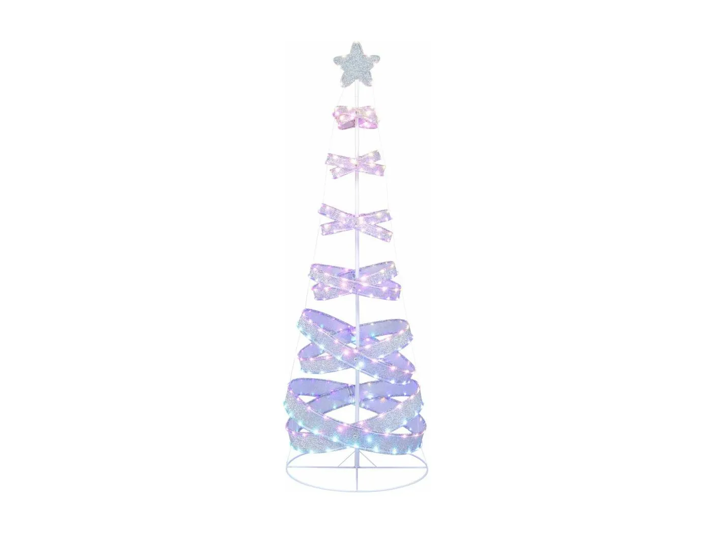 LED Spiral Weihnachtsbaum, 210cm beleuchteter Tannenbaum, 341 LEDs, 34 Lichtmodi, klappbar, Led Lichterbaum Spiralbaum mit Stern, Christbaum aus Polyester Metall, Weihnachtsdeko Innen Außen