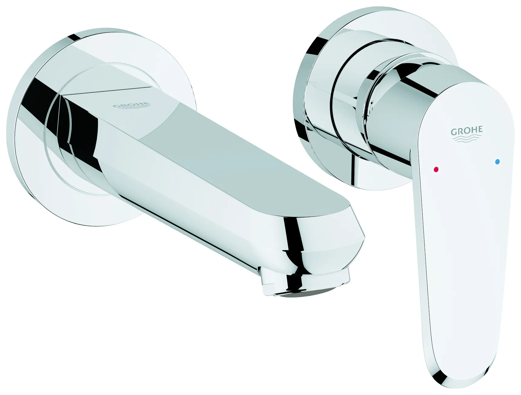 2-Loch-Waschtischbatterie Eurodisc Cosmopolitan 19573_2, Wandmontage, Fertigmontageset für 23 571, Ausladung 170 mm, chrom