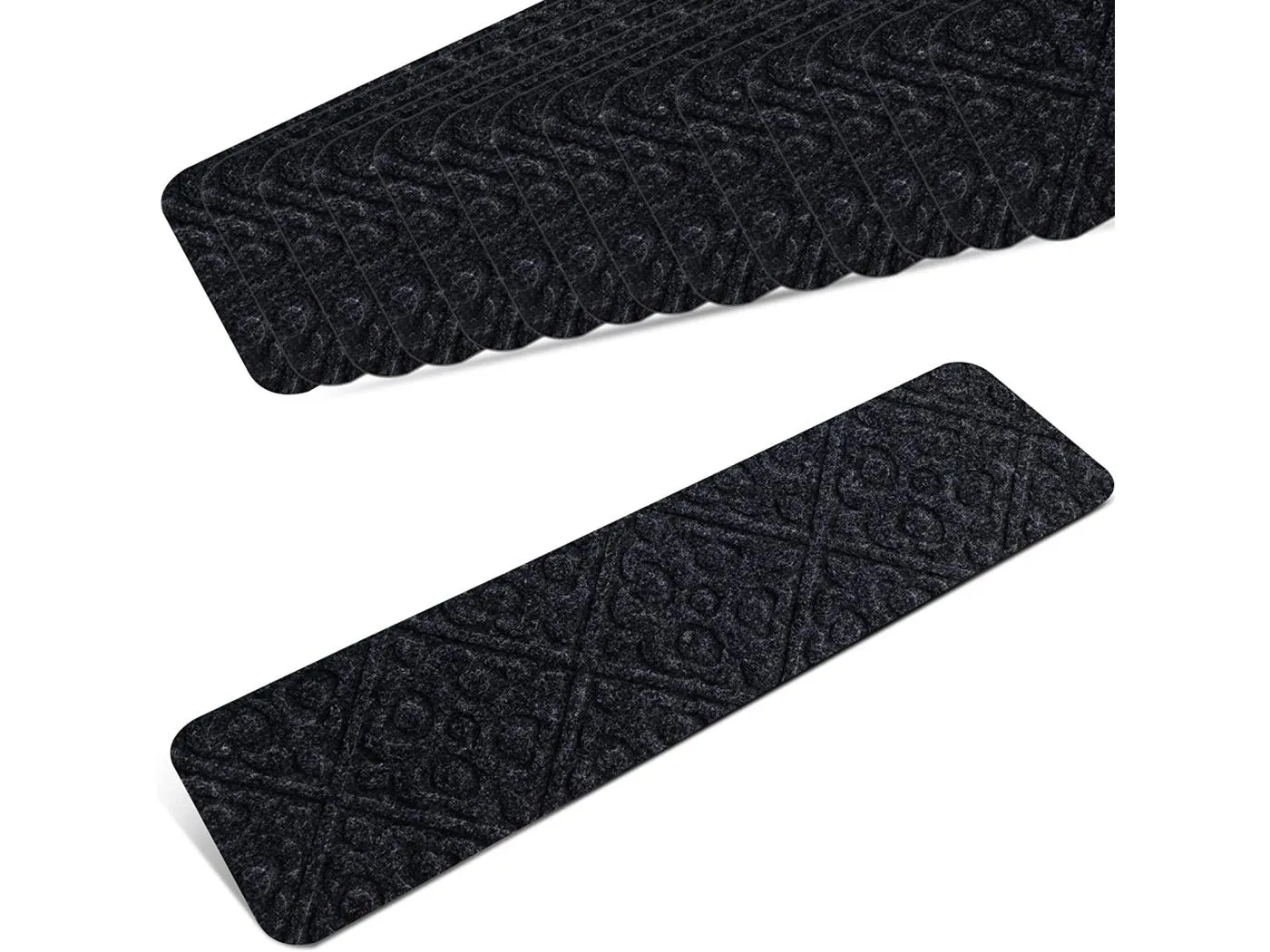 15er Set Stufenmatten für Treppen, 76x20cm rutschfeste Treppenteppiche, Treppenmatten für Holzstufen, wasserdichte Stufenteppiche für Kinder & ältere Menschen & Haustiere (Grau)