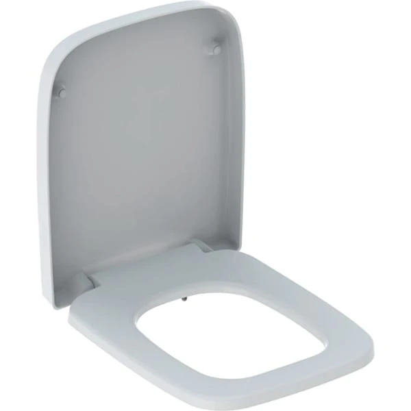 Geberit WC-Sitz ehemals Keramag „Renova Plan“ Warp-Over-Design 440 × 360 × 40 mm in weiß alpin, Befestigung von oben, Quick Release, Scharniere Edelstahl