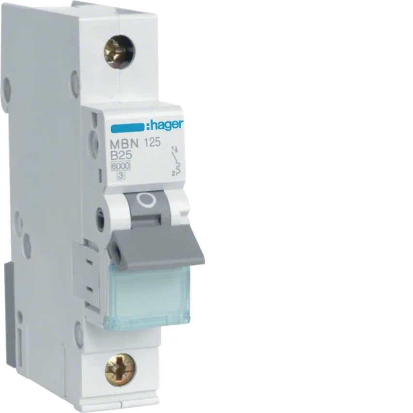 1-poliger 6kA Überstromschutzschalter Charakteristik B 25A 1 Modul MBN125 Hager