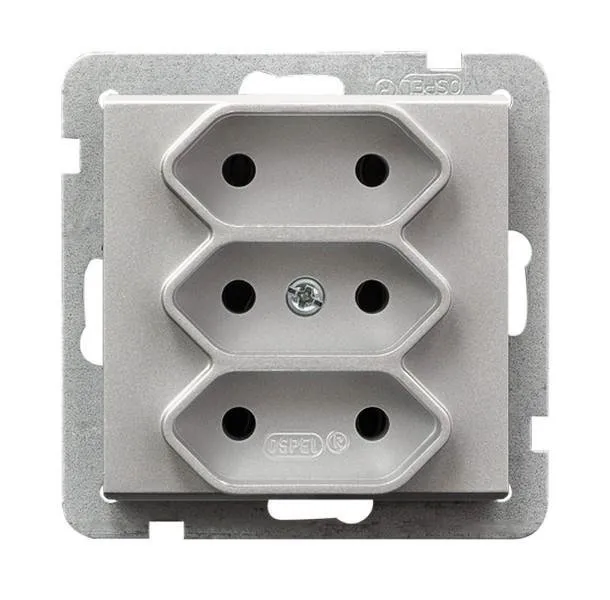 3-fach Steckdose EURO Silber matt Ospel Sonata GP-3R/m/38