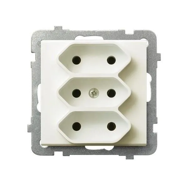 3-fach Steckdose EURO ecru Ospel Sonata GP-3R/m/27