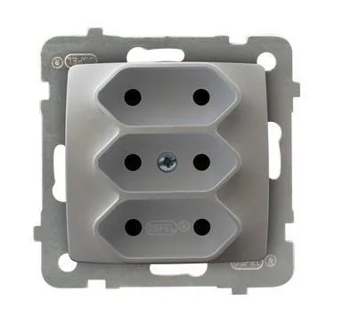 3-fach Steckdose EURO silbern perlmuttfarben Ospel Karo GP-3S/m/43