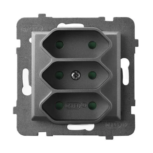 3-fach Steckdose EUROund mit Kinderschutz grau matt Ospel Aria GP-3UP/m/70