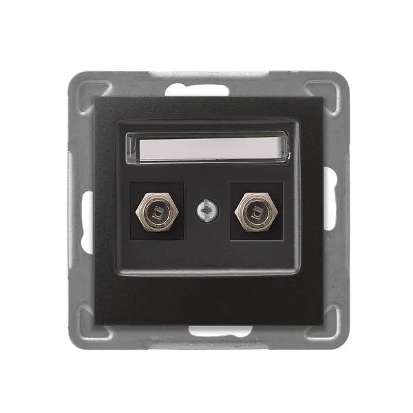 Antennensteckdose F Typ doppelte Anthrazit Ospel Impression GPA-2YF/m/50