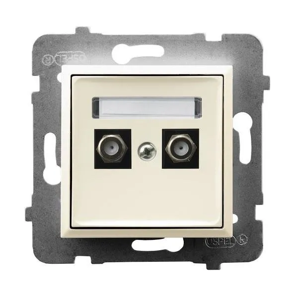 Antennensteckdose F Typ doppelte Ecru Ospel Aria GPA-2UF/m/27