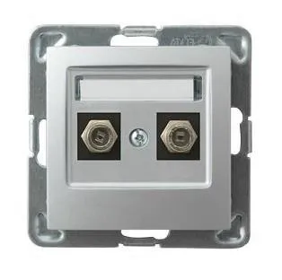 Antennensteckdose F Typ doppelte Silber Ospel Impression GPA-2YF/m/18