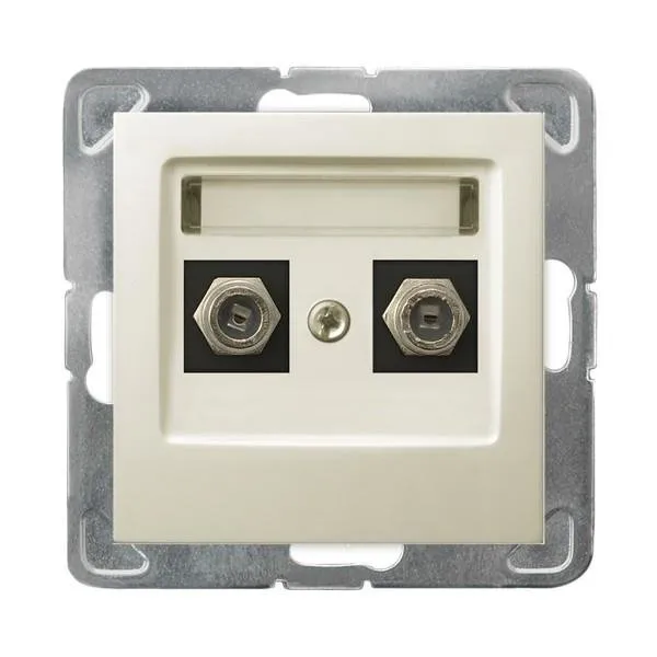 Antennensteckdose F Typ doppelte ecru Ospel Impression GPA-2YF/m/27