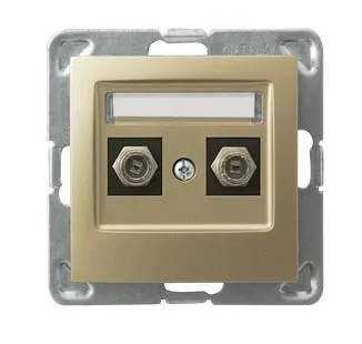 Antennensteckdose F Typ doppelte goldfarbig metallic Ospel Impression GPA-2YF/m/28