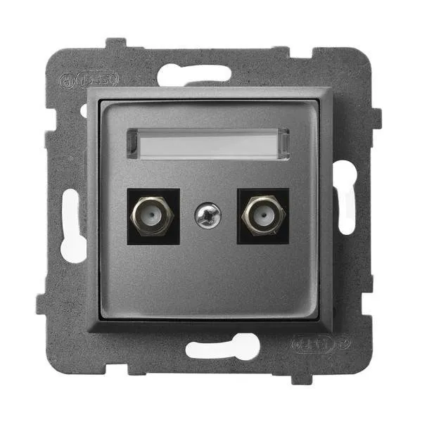 Antennensteckdose F Typ doppelte grau matt Ospel Aria GPA-2UF/m/70