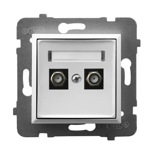 Antennensteckdose F Typ doppelte weiss Ospel Aria GPA-2UF/m/00