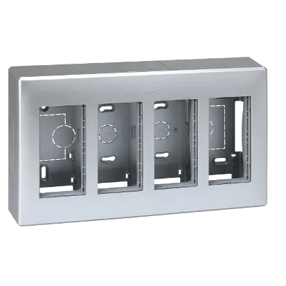 Aufputzgehäuse Simon 500 4 × S500 8 × K45 aluminium Kontakt Simon Connect 51000004-033