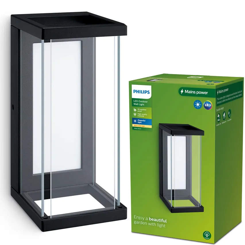 Außenfassaden-Wandleuchte LED ULYZO 12W 2700K 1500lm IP44 schwarz Philips
