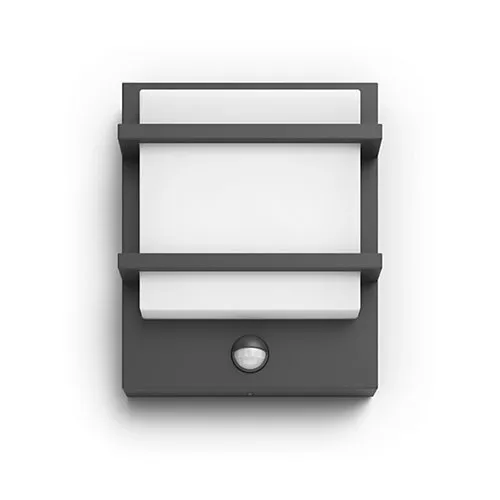 Außenfassaden-Wandleuchte mit Bewegungssensor LED PETRONIA 3.8W 2700K 800lm IP44 anthrazit Philips