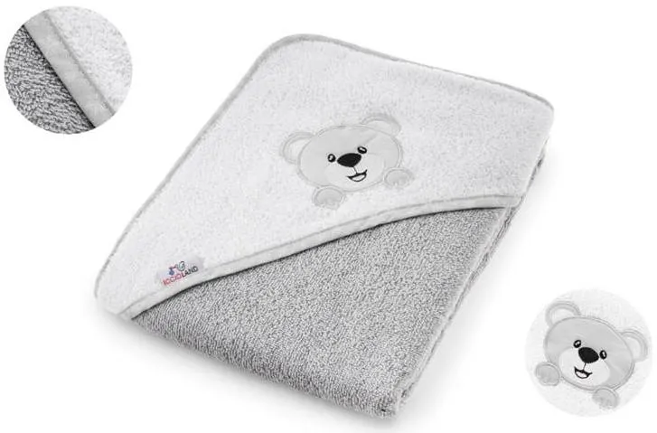 Bocioland Badehaube Teddybär 100x100 cm Grau BOC0221