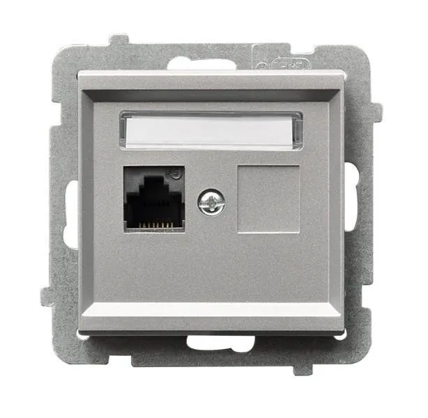 Computer Steckdose 1 fach, kat. 5e MMC Silber matt Ospel Sonata GPK-1R/K/m/38