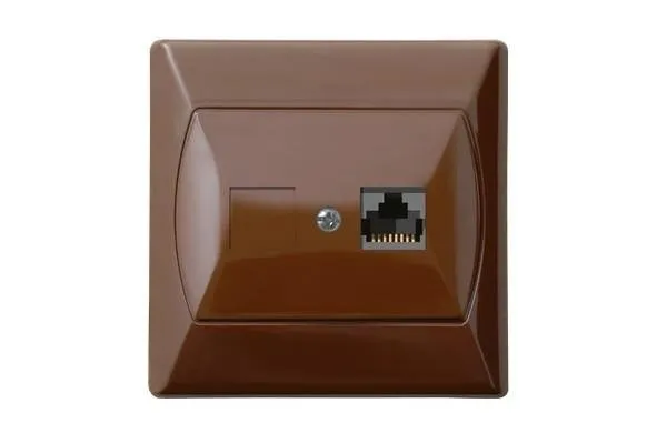 Computer Steckdose 1 fach, kat. 5e MMC braun Ospel Akcent GPK-1A/K/24