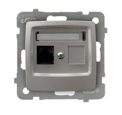 Computer Steckdose 1 fach, kat. 5e MMC silbern perlmuttfarben Ospel Karo GPK-1S/K/m/43