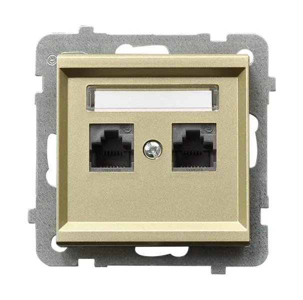 Computer Steckdose 2 fach, kat. 5e MMC Champagner goldfarbig Ospel Sonata GPK-2R/K/m/39
