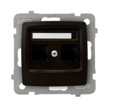 Computer Steckdose 2 fach, kat. 5e MMC Schokoladen metallic Ospel Karo GPK-2S/K/m/40