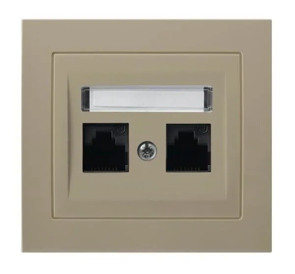 Computer Steckdose 2 fach, kat. 5e MMC beige Ospel Kier GPK-2W/K/01