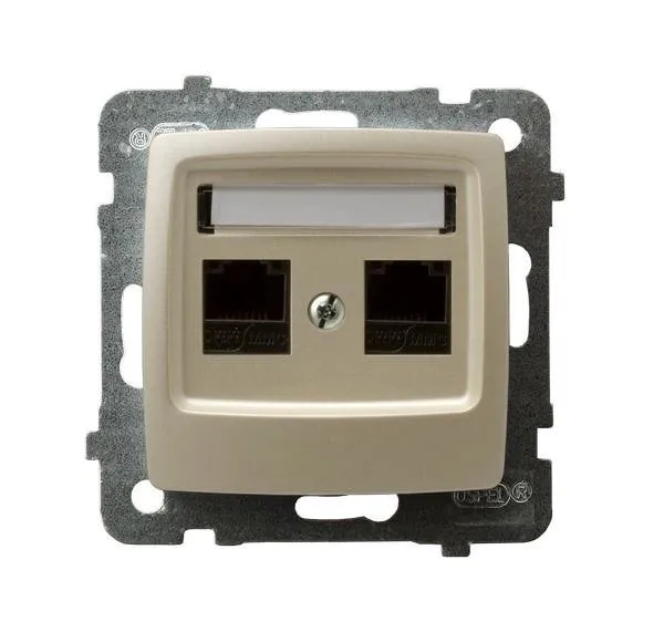 Computer Steckdose 2 fach, kat. 5e MMC ecru perlmuttfarben Ospel Karo GPK-2S/K/m/42