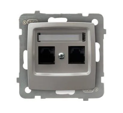 Computer Steckdose 2 fach, kat. 5e MMC silbern perlmuttfarben Ospel Karo GPK-2S/K/m/43