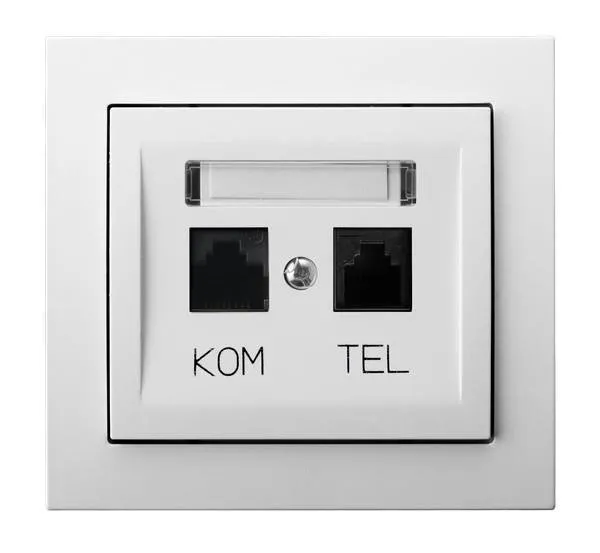 Computer und Telefon Steckdose RJ 45 kat. 5e, (8-polig) + RJ 11 (6-polig) weiss GPKT-W/K/00