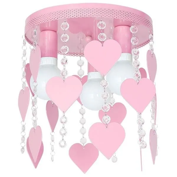 Deckenleuchte für Mädchen Deckenleuchte 3xE27 pink rund modern Milagro CORAZON MLP1149