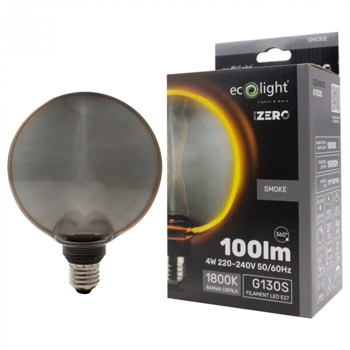 Dekorative LED-Lampe E27 4W 1800K warm 100lm G130 Smoke ZERO SERIES Eco Light