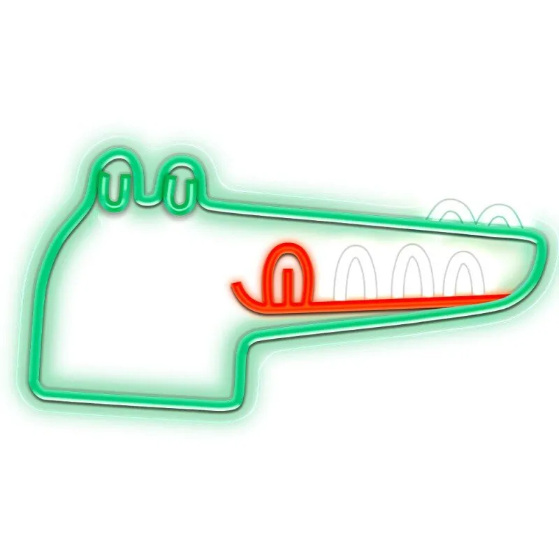 Dekorative LED-Neon-Wandleuchte JURASSIC KROKODYL grün mit Dimmer + USB T-90905 PLASTROL